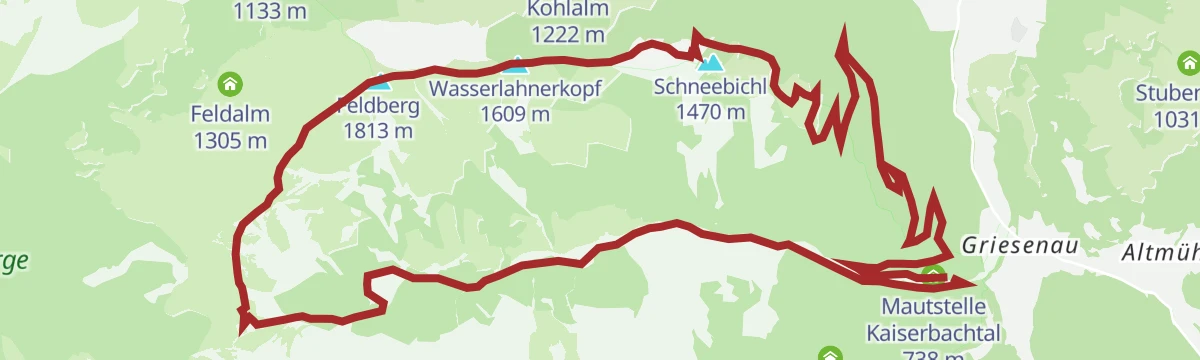 Route map: Kaiserbachtal - Feldberg - Stripsenjoch